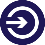 purple circle with white circle and arrow icon