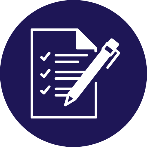 purple and white checklist icon