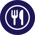 purple circle with white dining icon
