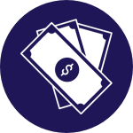 purple circle with white money icon