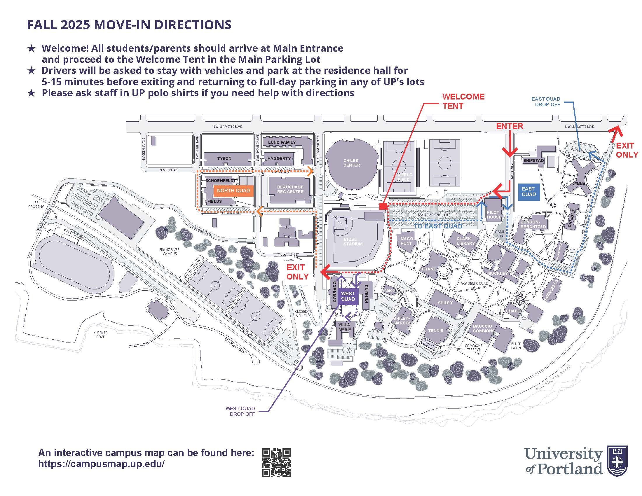 UP 2025 Move In Day Traffic Map
