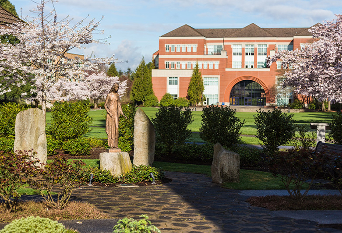 image of franz hall from the outside in the summertime.