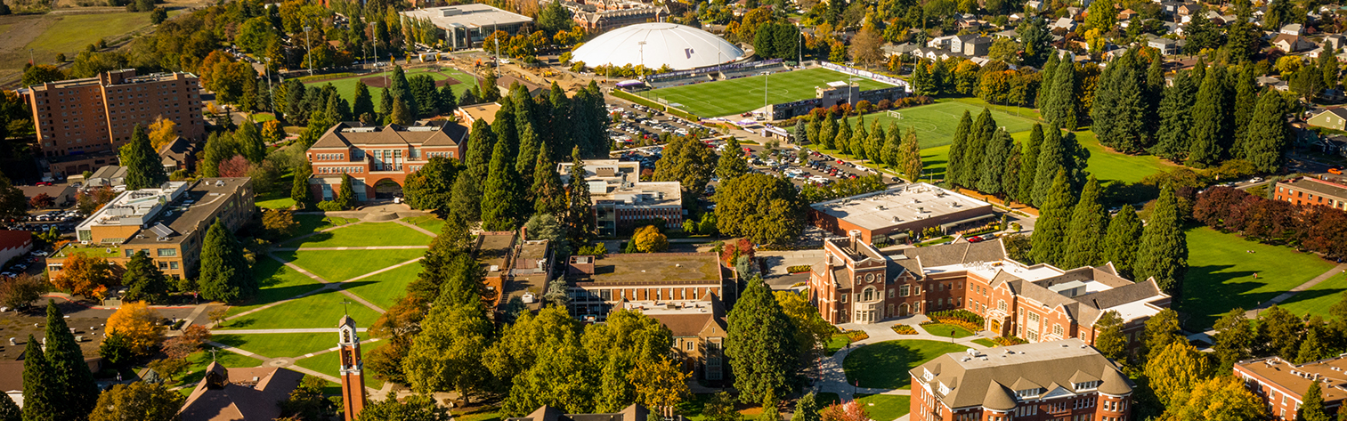 aerial view of University of Portland campus